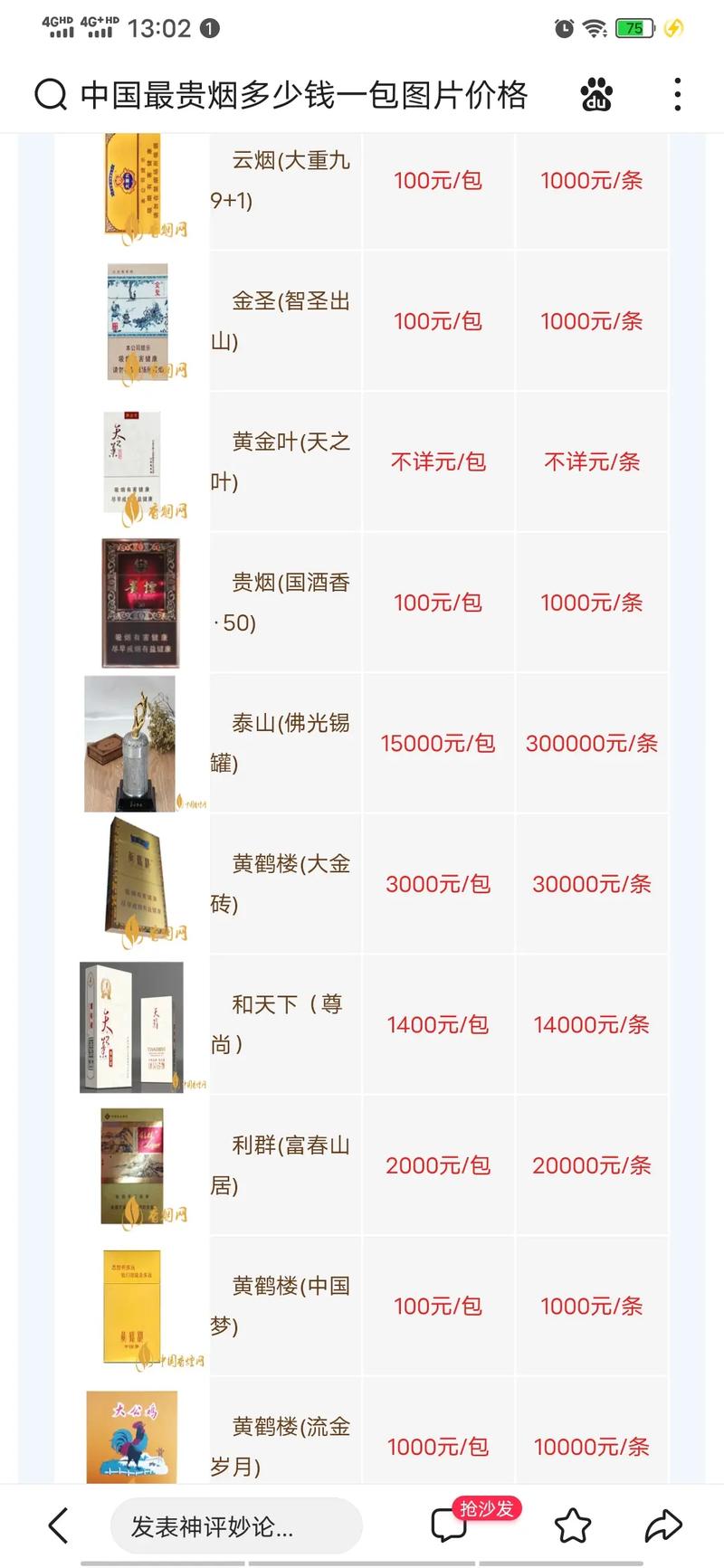 高端香烟品牌【高端香烟品牌大全及价格表】